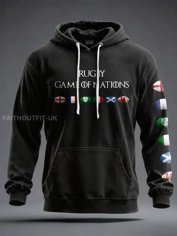 Unisex 6 Nations Rugby Lover Printed Hoodie