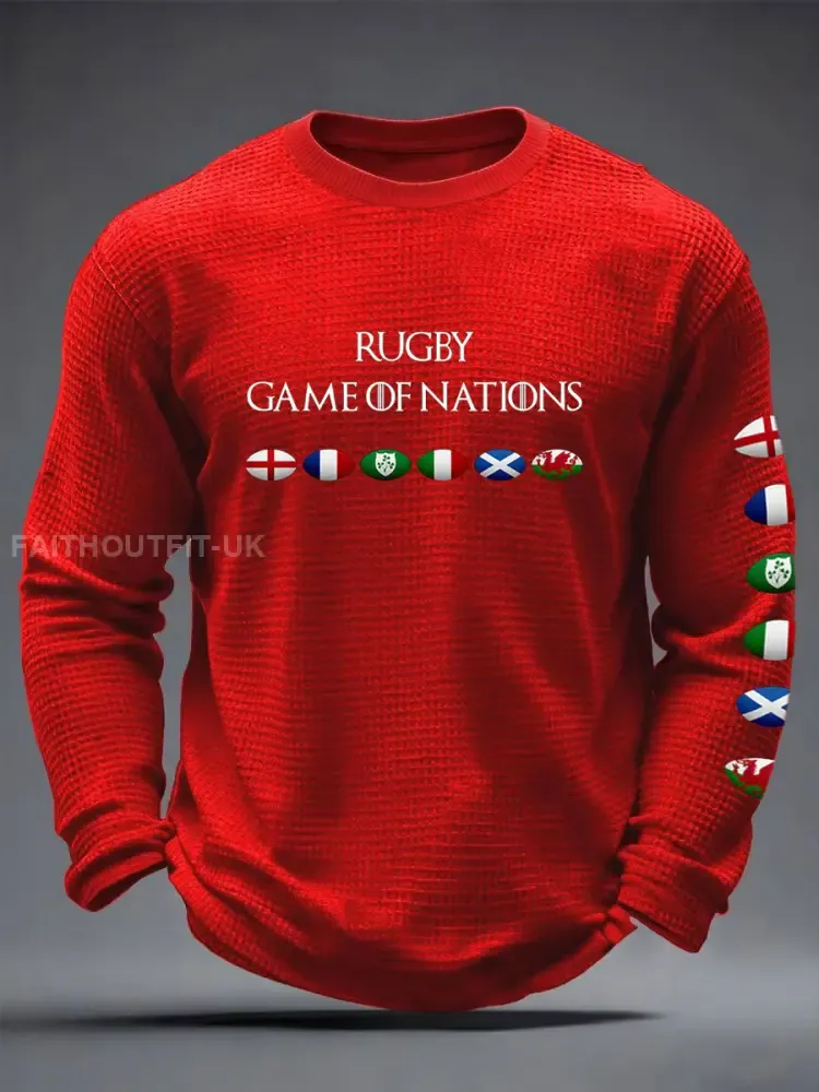 Men’s 6 Nations Rugby Lover Printed Waffle T-shirt