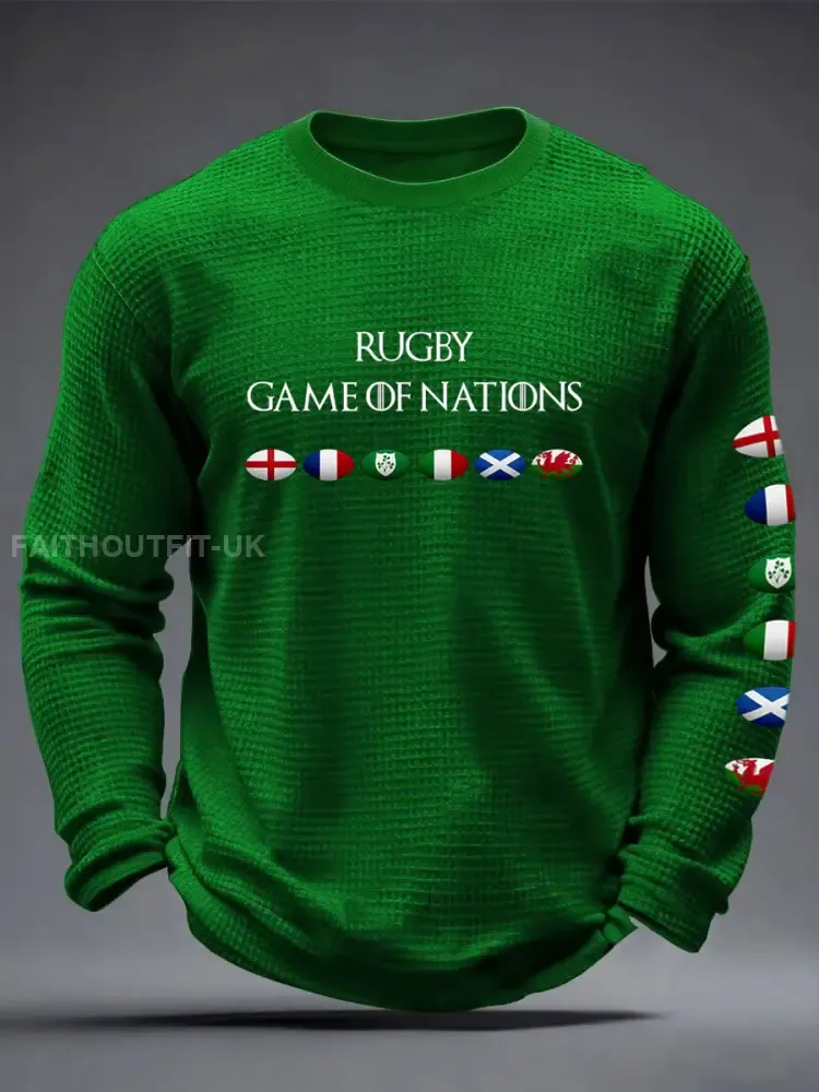 Men’s 6 Nations Rugby Lover Printed Waffle T-shirt
