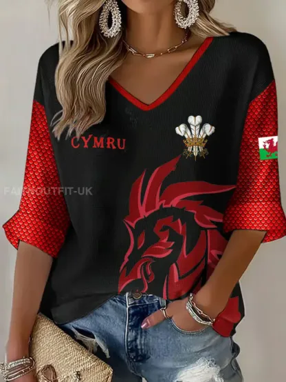 Women’s Wales Welsh Lover Printed Waffle Tops