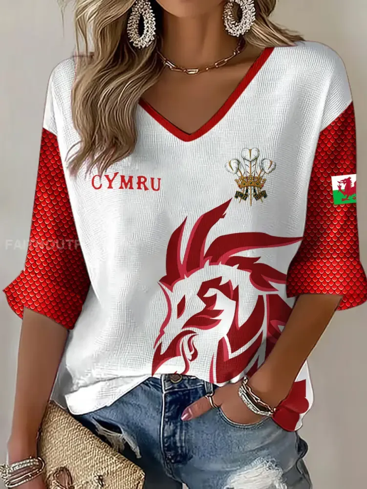 Women’s Wales Welsh Lover Printed Waffle Tops