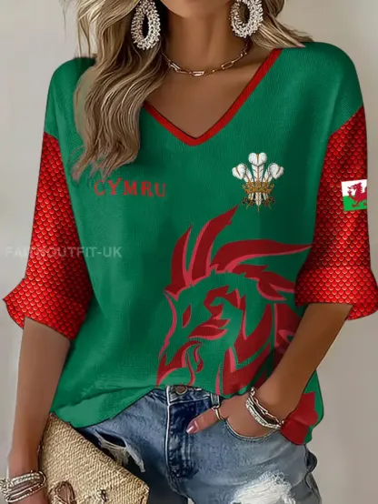 Women’s Wales Welsh Lover Printed Waffle Tops