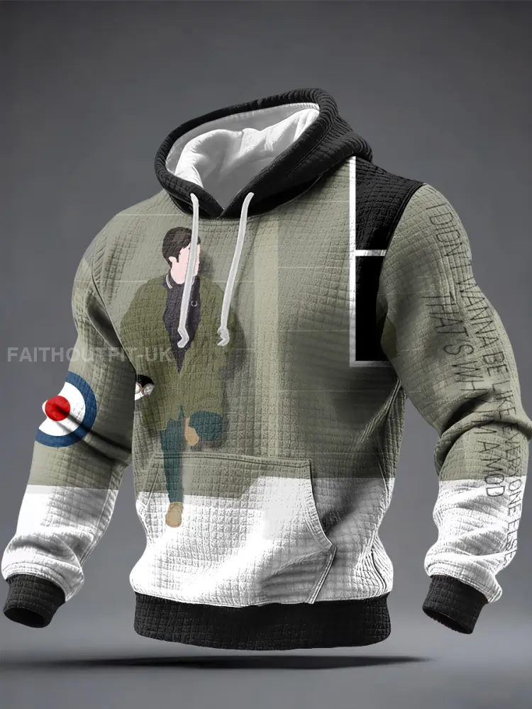 Men’s UK Mods Music Lover Checkered Cotton Hoodie
