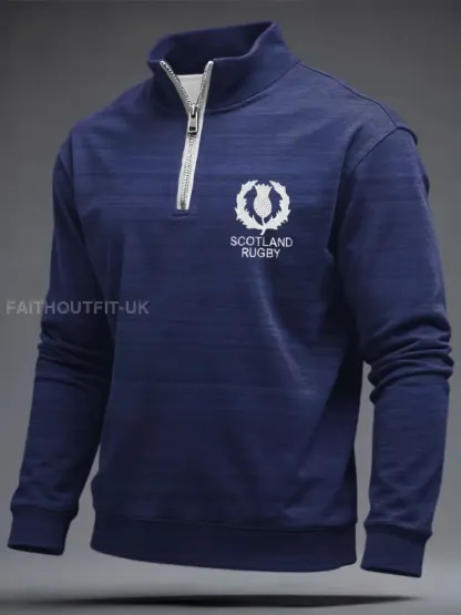 Men’s Scotland Rugby Lover Printed Zip-Up Sweatshirt