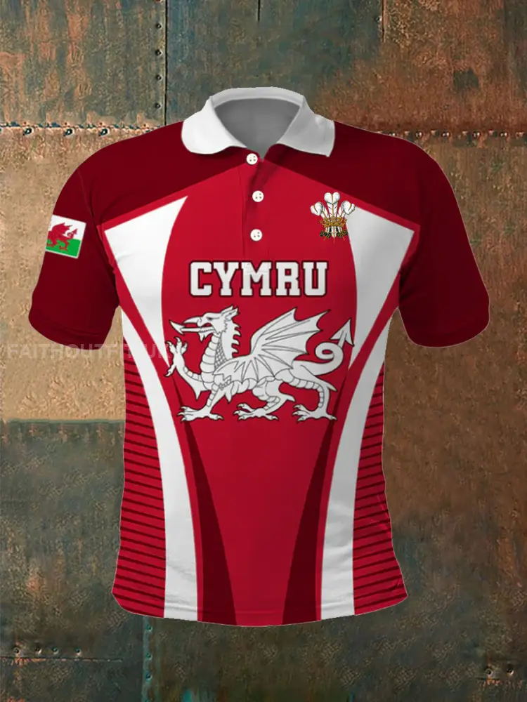 Men’s Welsh rugby Lover Printed polo shirt