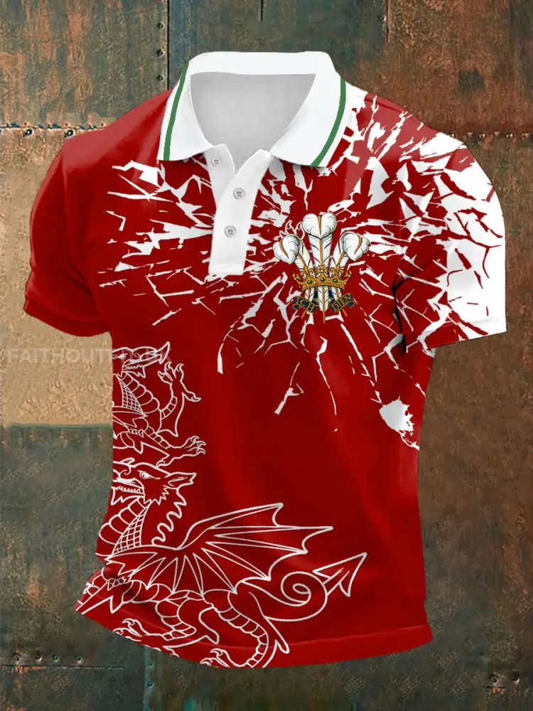 Men’s Welsh rugby Lover Printed polo shirt