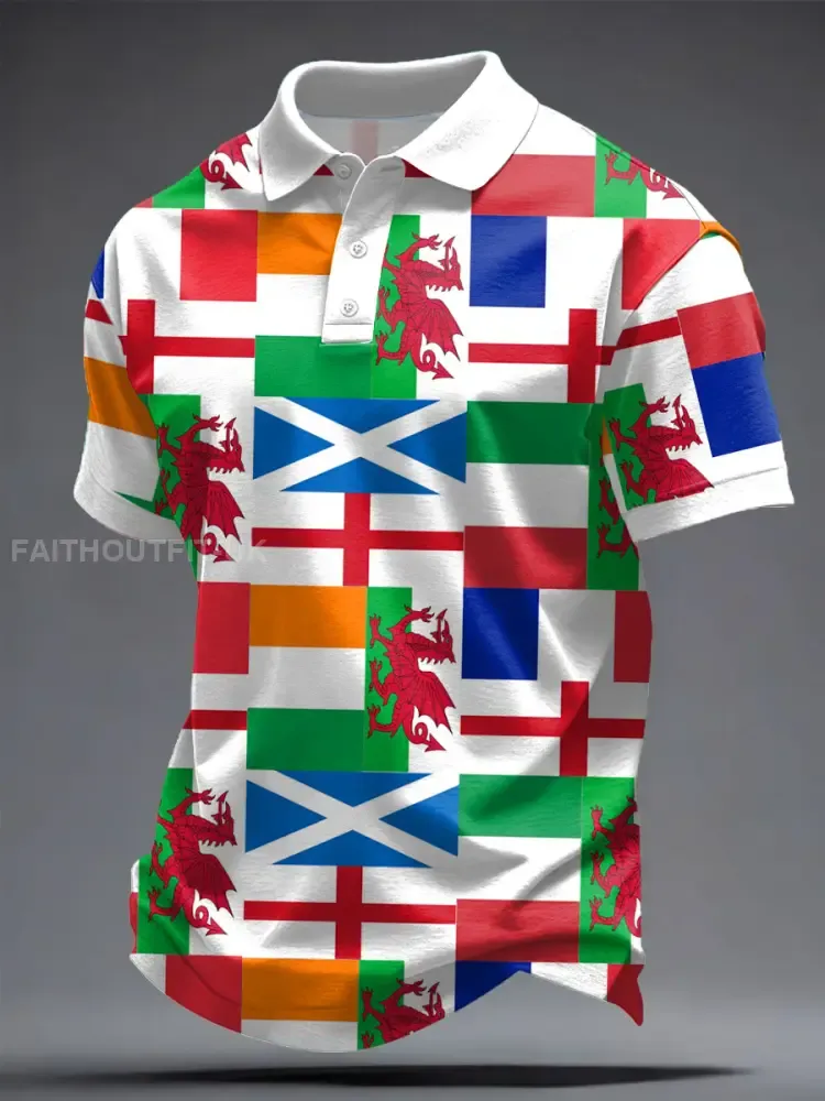 Men’s 6 Nations Rugby Lover Printed Casual Tops