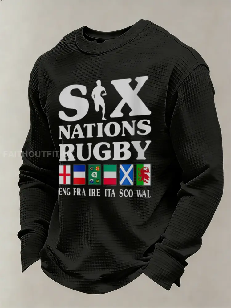 Men’s Long-Sleeved Shirt With Six Nations Rugby Championship-Inspired Print