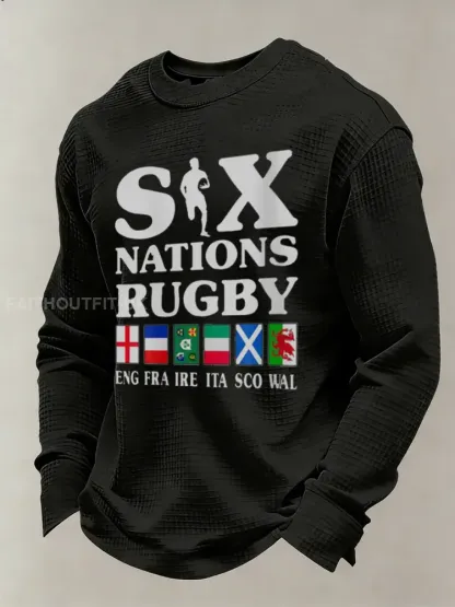 Men’s Long-Sleeved Shirt With Six Nations Rugby Championship-Inspired Print