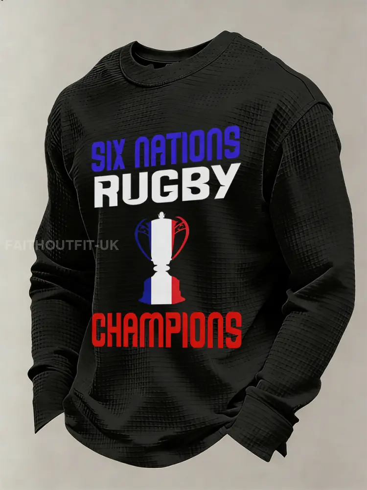 Men’s Long-Sleeved Shirt With Six Nations Rugby Championship-Inspired Print