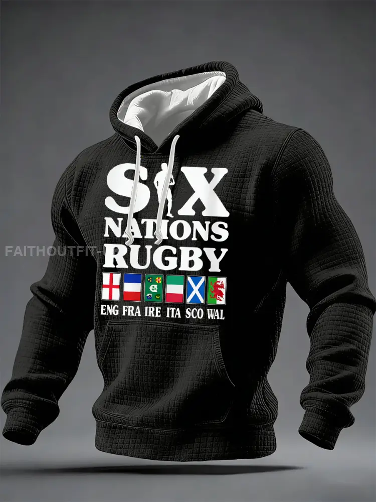 Men’s Sweatshirt With Six Nations Rugby Championship-Themed Print