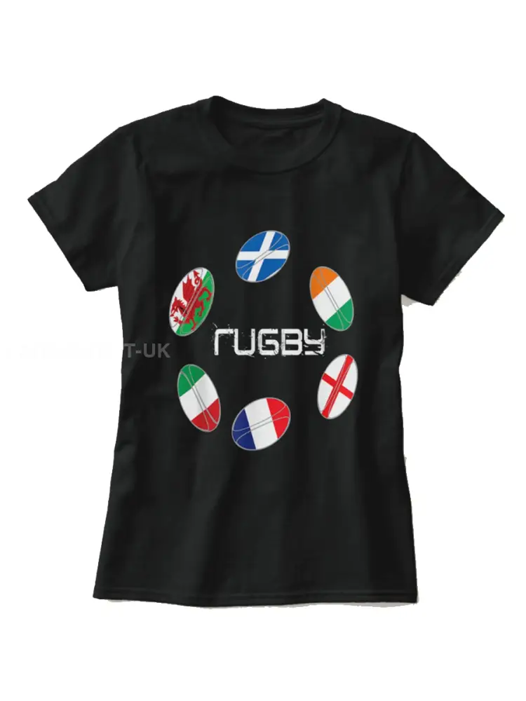 Women’s T-Shirt With Six Nations Rugby Championship-Themed Print