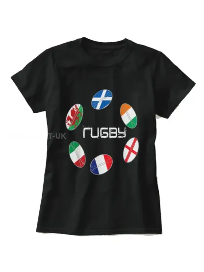 Women’s T-Shirt With Six Nations Rugby Championship-Themed Print