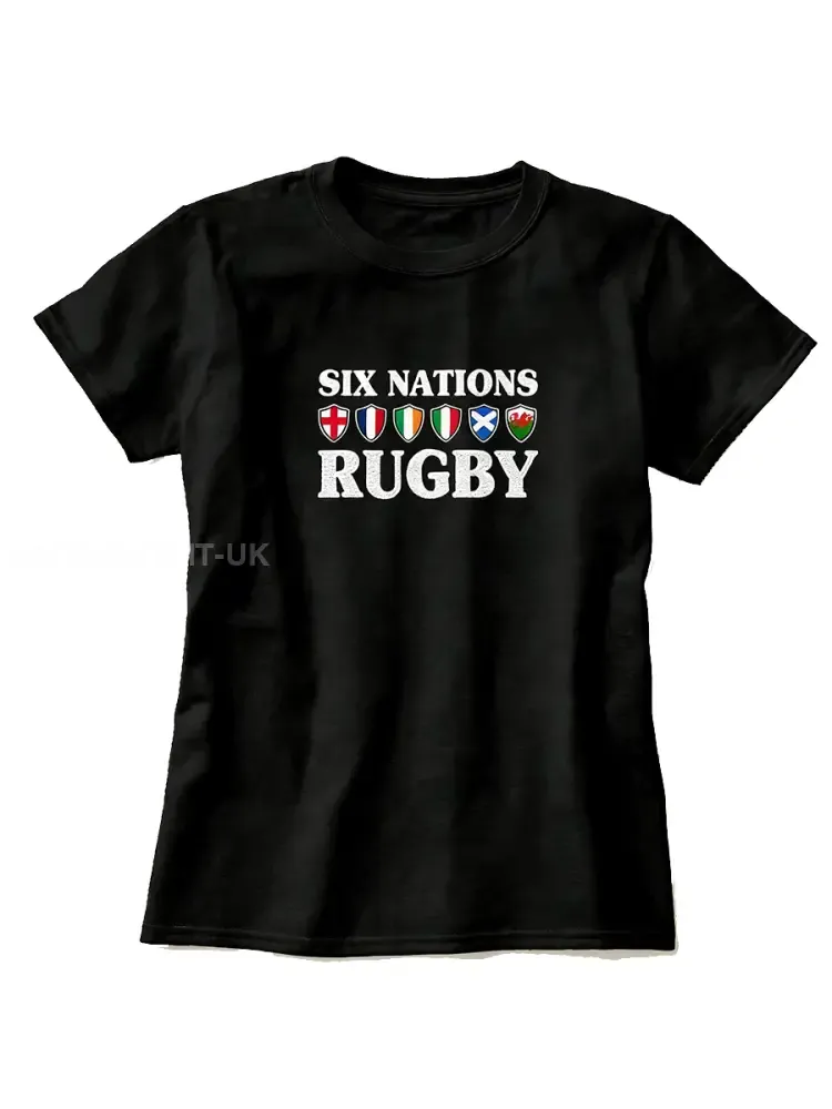 Women’s T-Shirt With Six Nations Rugby Championship-Themed Print