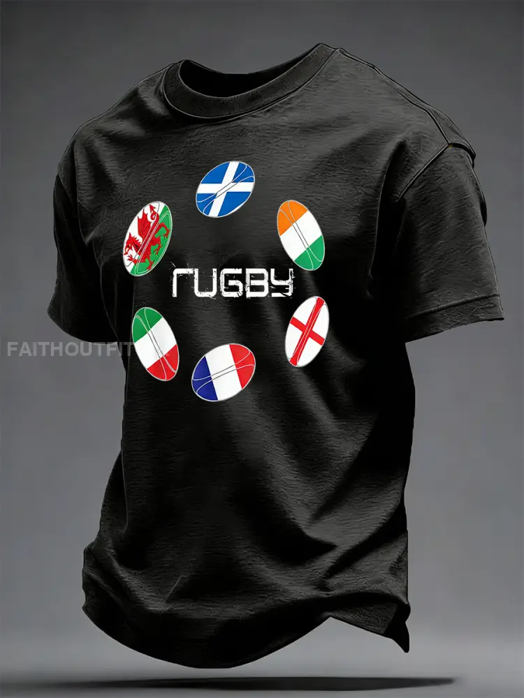Men’s T-Shirt With Six Nations Rugby Championship-Themed Print