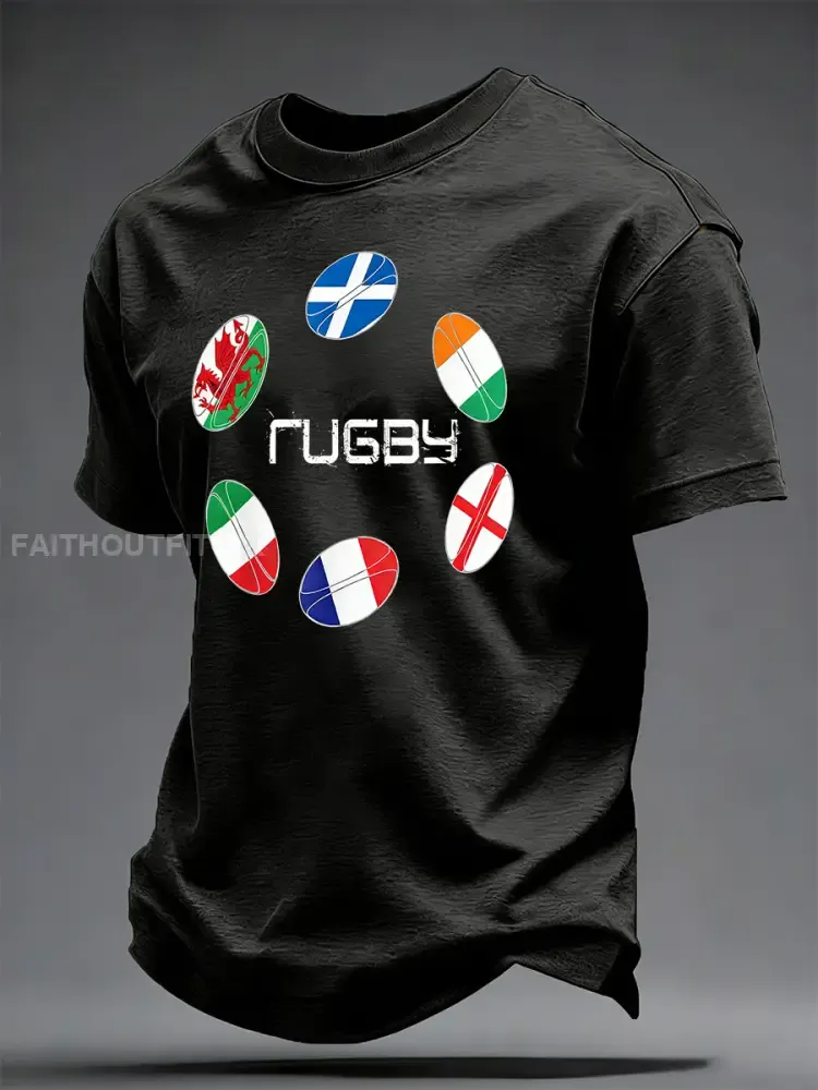 Men’s T-Shirt With Six Nations Rugby Championship-Themed Print