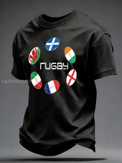Men’s T-Shirt With Six Nations Rugby Championship-Themed Print