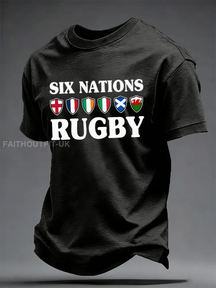 Men’s T-Shirt With Six Nations Rugby Championship-Themed Print