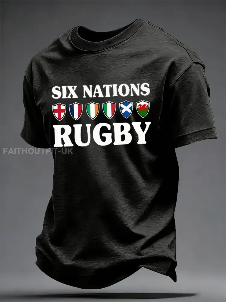 Men’s T-Shirt With Six Nations Rugby Championship-Themed Print