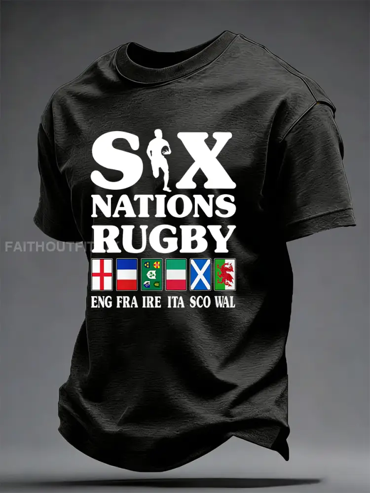 Men’s T-Shirt With Six Nations Rugby Championship-Themed Print