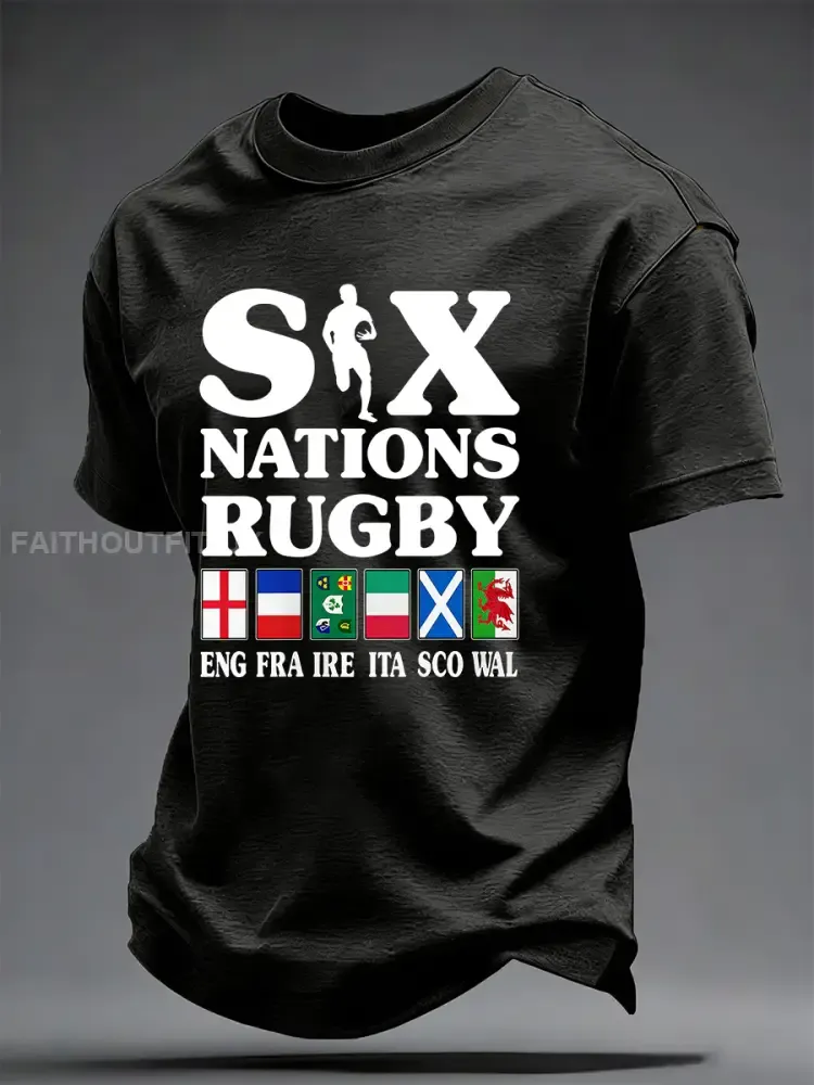 Men’s T-Shirt With Six Nations Rugby Championship-Themed Print