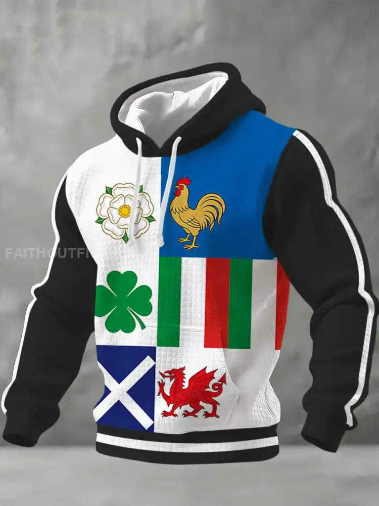 Men’s Six Nations England Rugby Supporter Printed Hooded Sweatshirt