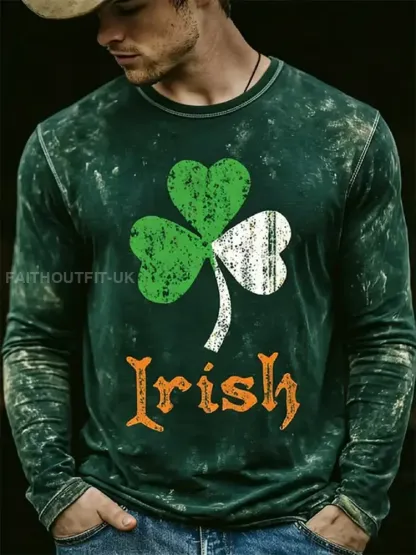Men’s St. Patrick’s Day Printed Long-Sleeve T-Shirt