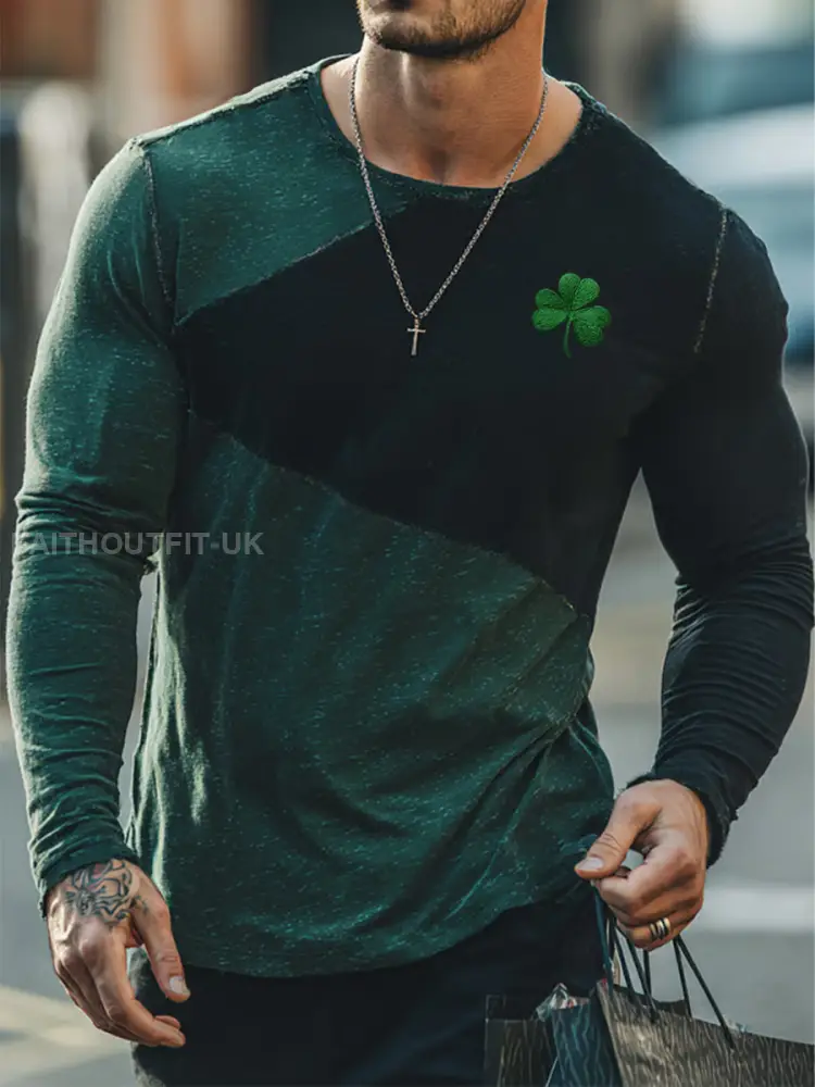 Men’s St. Patrick’s Day Printed Long-Sleeve T-Shirt