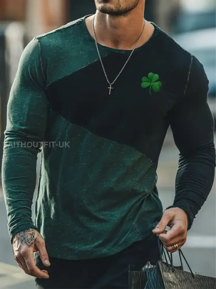 Men’s St. Patrick’s Day Printed Long-Sleeve T-Shirt