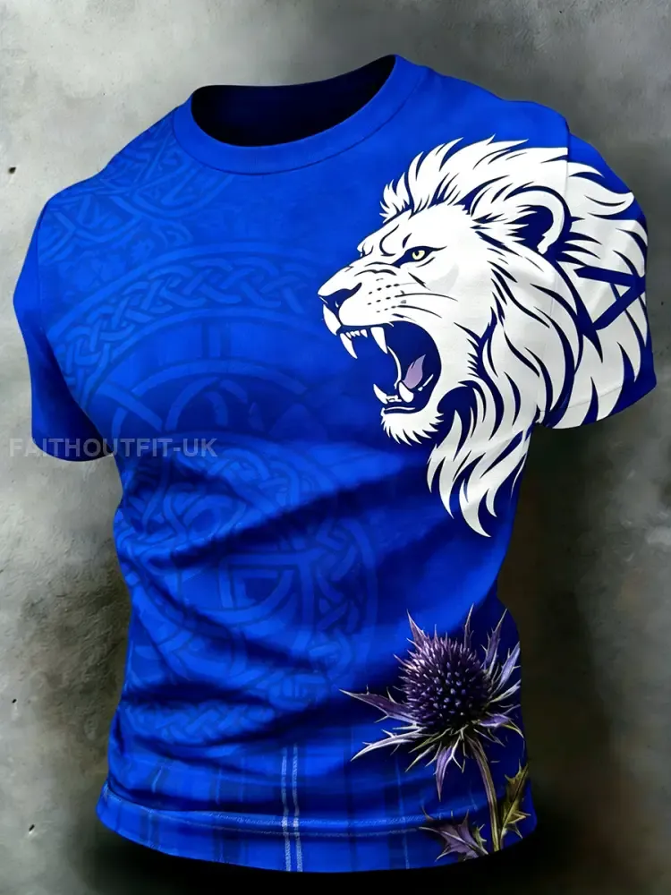 Men’s Scotland Football Lover Tartan Army Printed T-shirts Casual Short-Sleeved T-Shirt