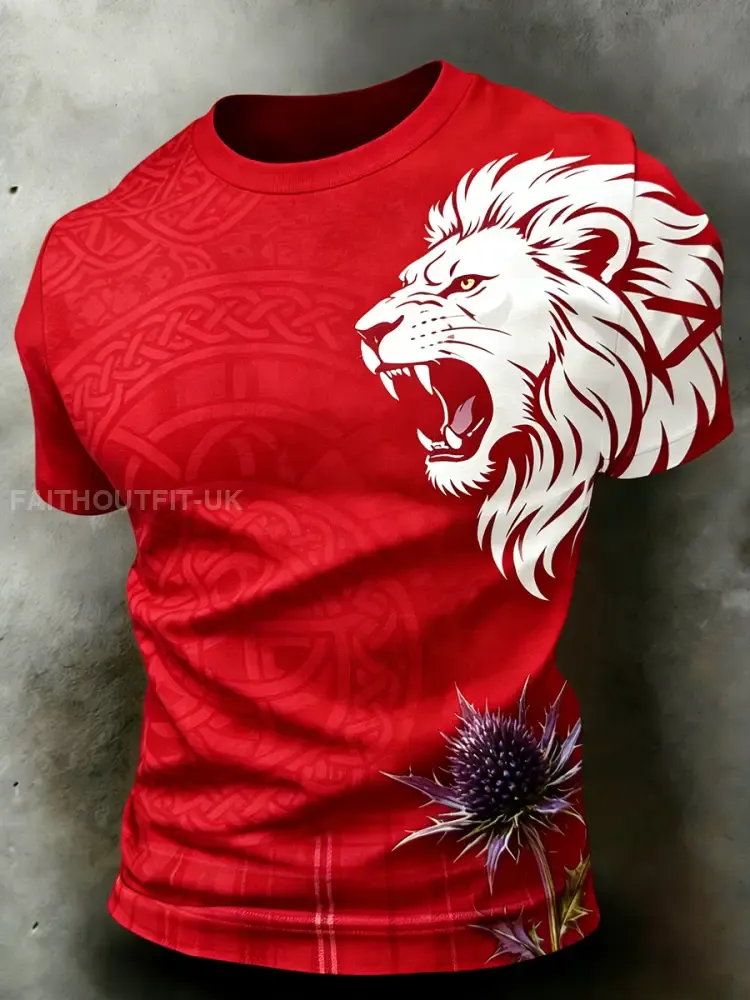 Men’s Scotland Football Lover Tartan Army Printed T-shirts Casual Short-Sleeved T-Shirt