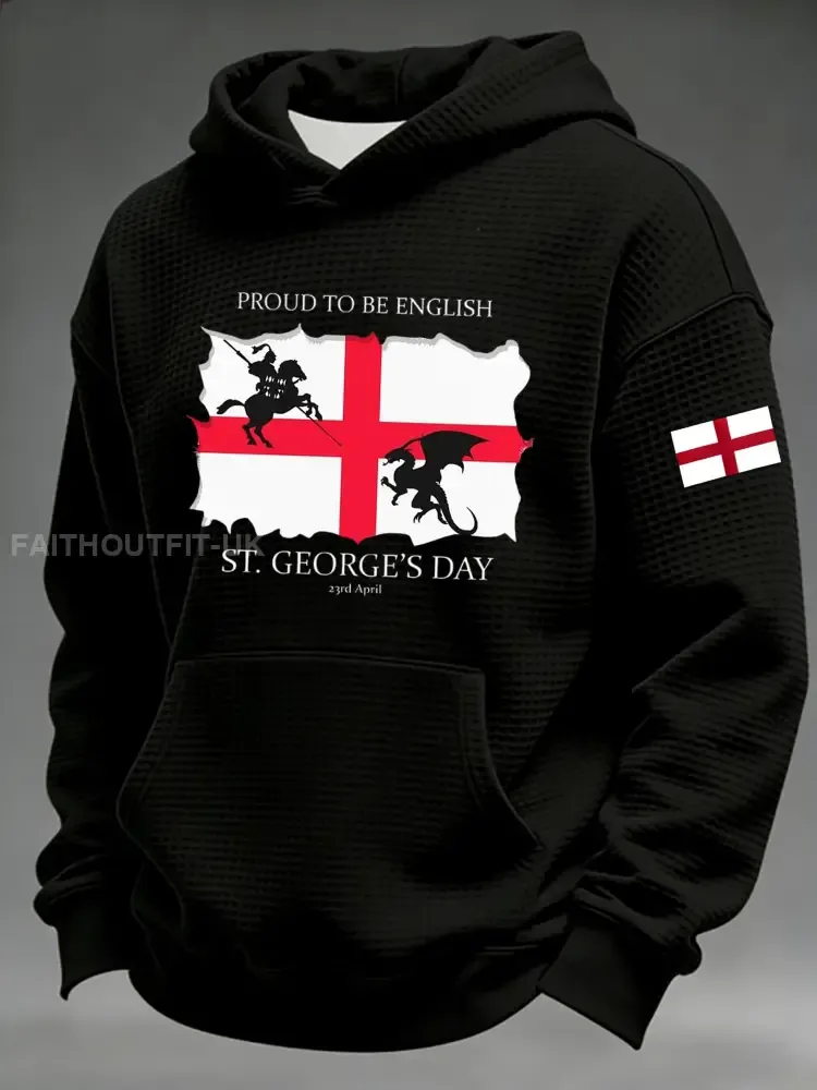 Retro St George’s Day Casual Waffle Hoodie