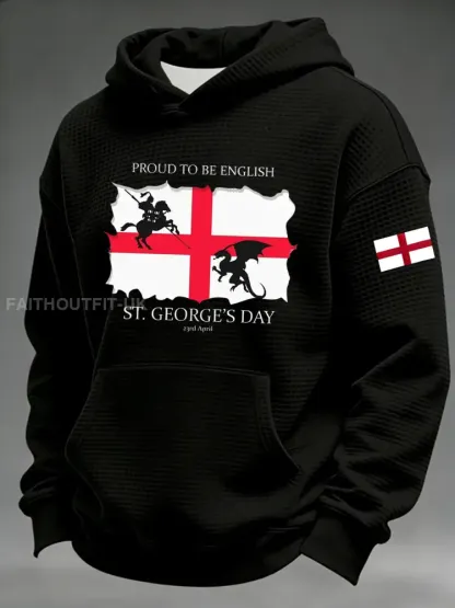 Retro St George’s Day Casual Waffle Hoodie