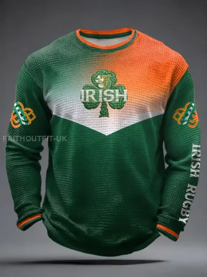 Men’s Ireland Rugby Lover Printed Waffle Long Sleeve T-Shirt