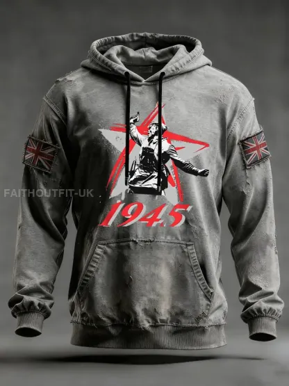 Men’s Victory In Europe Day Oversized Drop-Shoulder Hoodie With Pockets