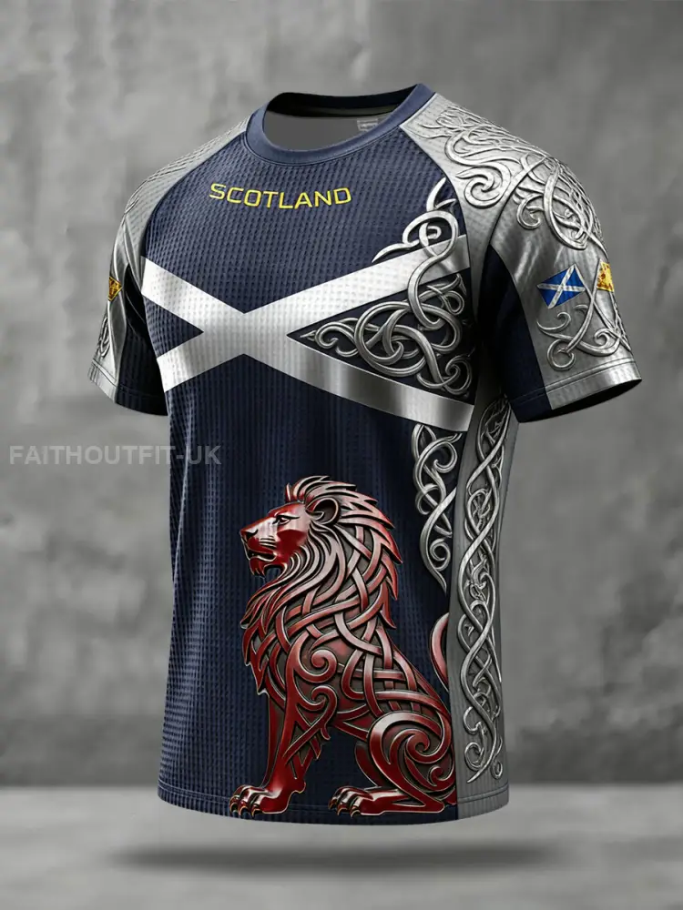 Men’s Scotland Football Tartan Army Art Print Waffle Short Sleeve