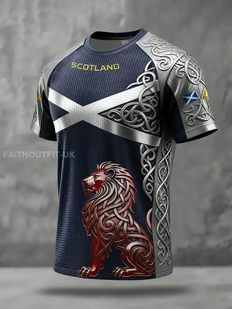 Men’s Scotland Football Tartan Army Art Print Waffle Short Sleeve