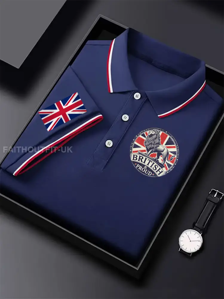 Men’s Vintage England Flag Lion British Proud Casual Shirt