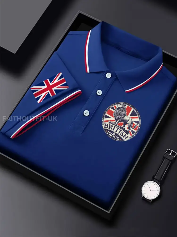 Men’s Vintage England Flag Lion British Proud Casual Shirt