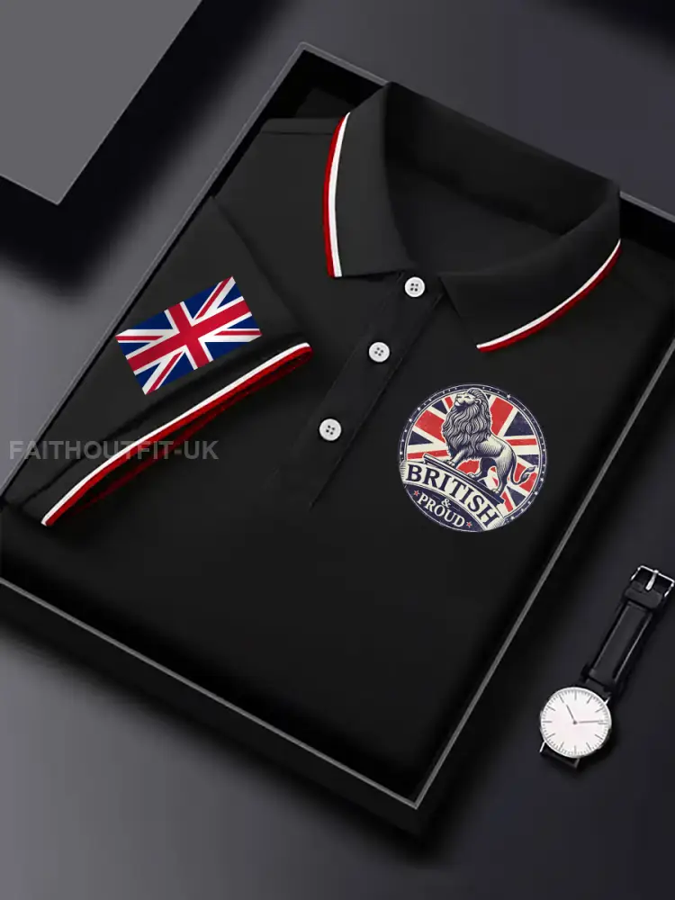 Men’s Vintage England Flag Lion British Proud Casual Shirt