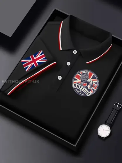 Men’s Vintage England Flag Lion British Proud Casual Shirt