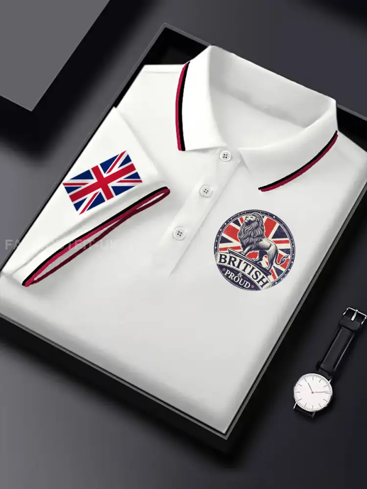 Men’s Vintage England Flag Lion British Proud Casual Shirt