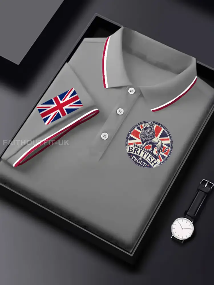 Men’s Vintage England Flag Lion British Proud Casual Shirt