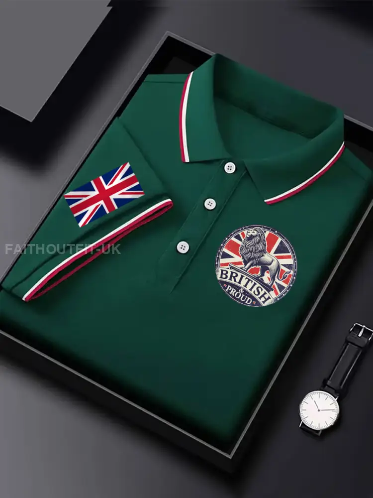 Men’s Vintage England Flag Lion British Proud Casual Shirt