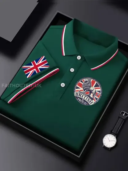 Men’s Vintage England Flag Lion British Proud Casual Shirt