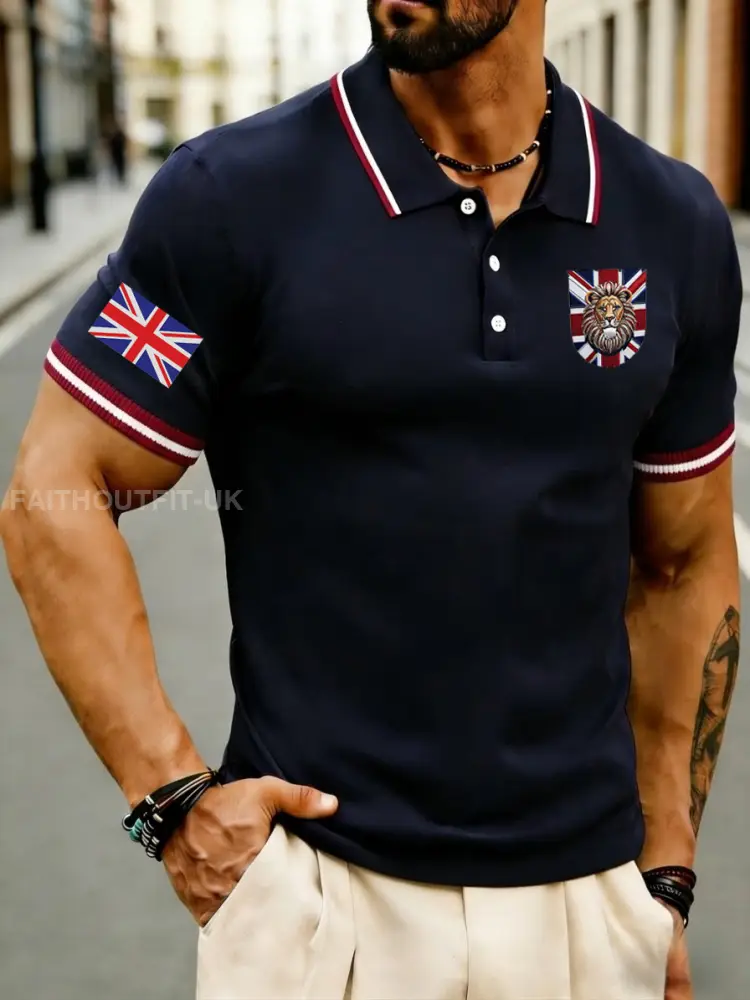 Men’s Vintage England Flag Lion Casual Shirt