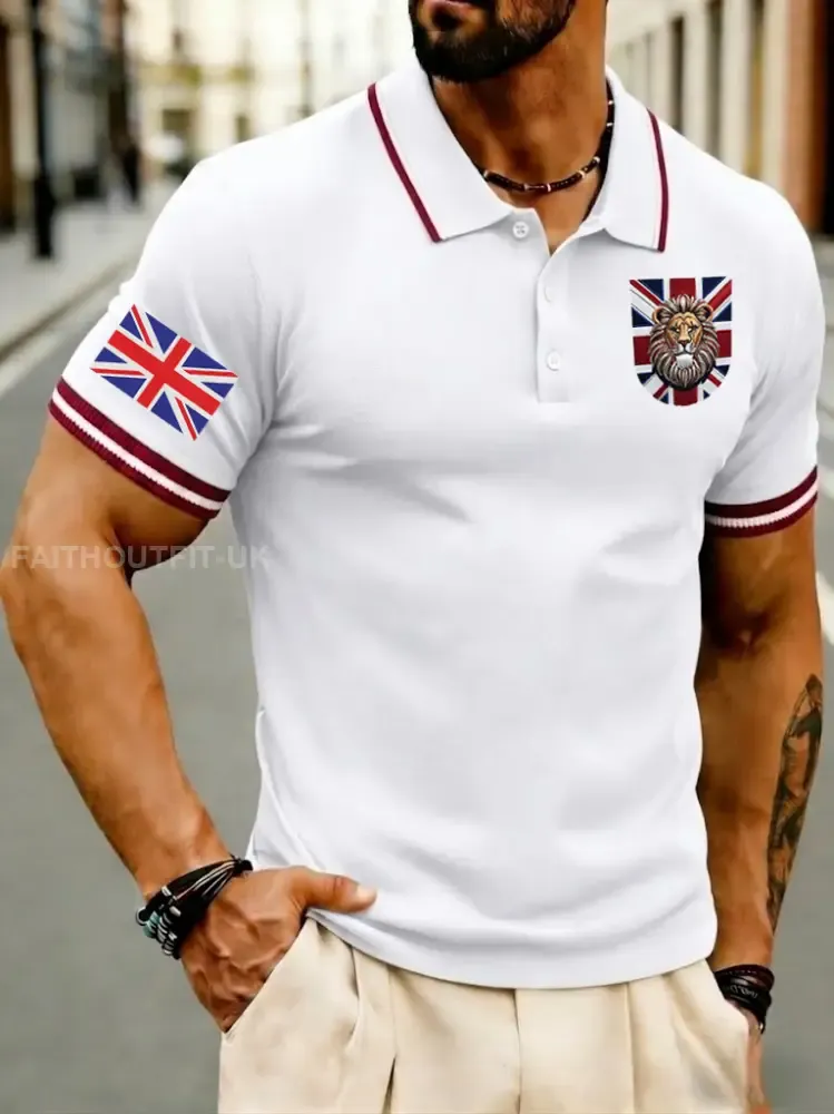 Men’s Vintage England Flag Lion Casual Shirt