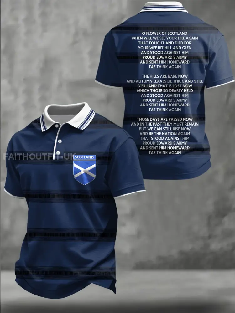 Men’s Scotland Football Lover Tartan Army Printed Casual Tops