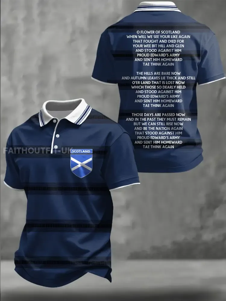 Men’s Scotland Football Lover Tartan Army Printed Casual Tops
