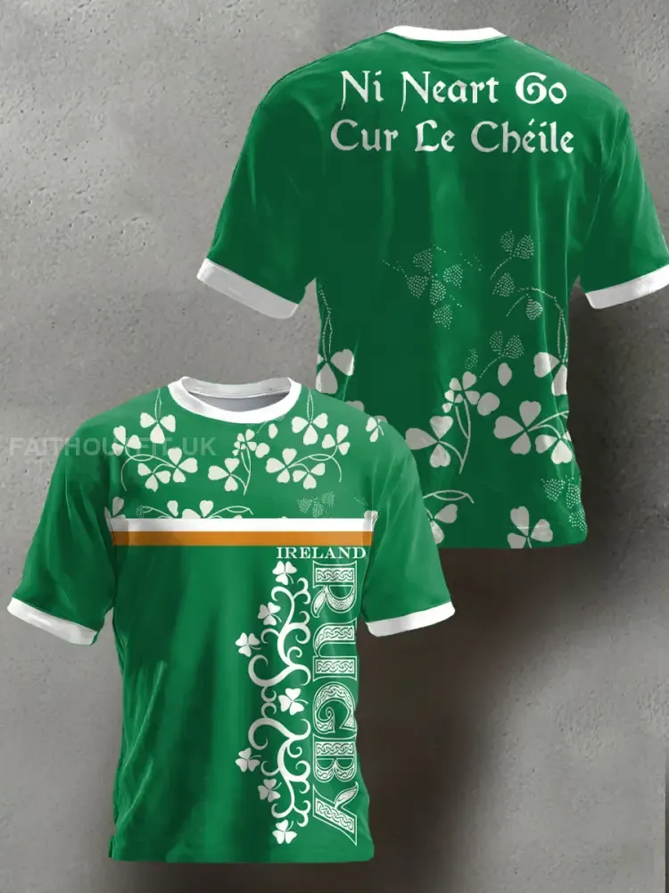 Men’s Ireland Rugby Lover Shoulder 2 Shoulder Printed T-shirt